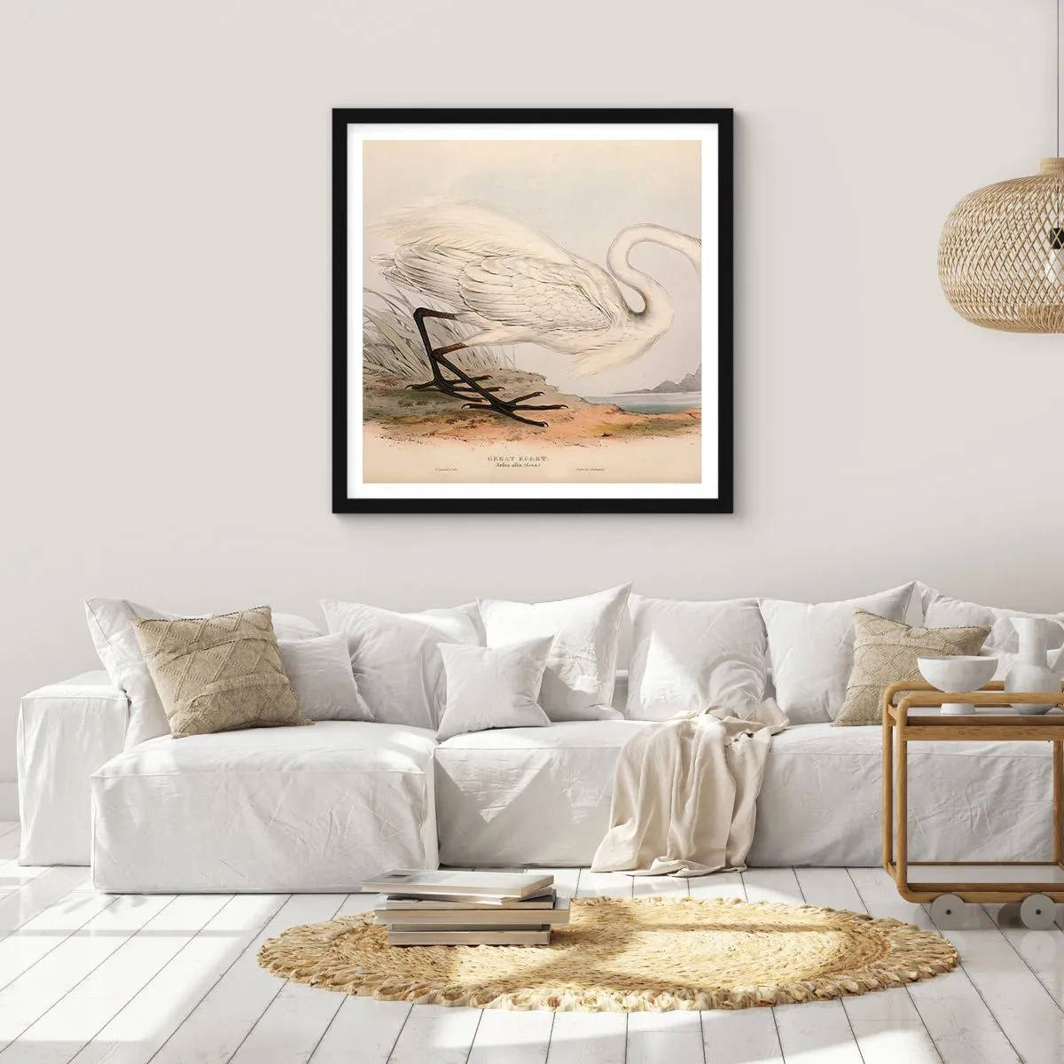 Affiche dans un cadre noir - Poster - Dame sur les joncs - 40x40 cm