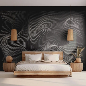 Papier peint sur mesure Premium Sand - Danse de lumière dans l'espace - 3D, Lignes, Moderne