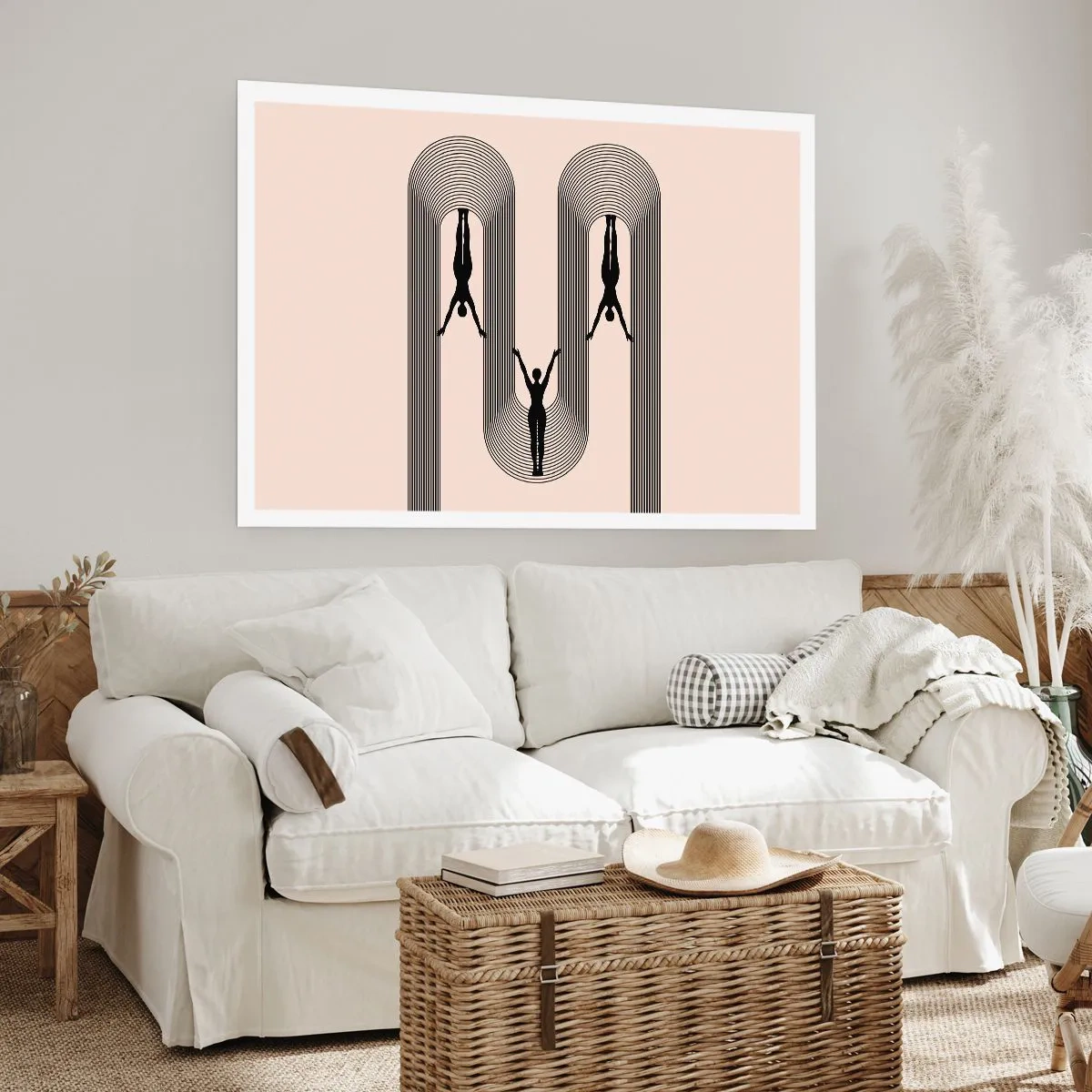 Affiche - Poster - Silhouettes géométriques sur fond beige - 100x70cm - Les jambes en l’air - Décoration murale moderne pour le salon et la chambre ARTTOR