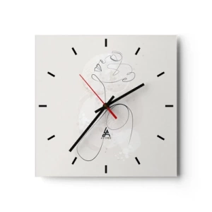 Horloge murale - Pendule murale - Contour du visage minimaliste avec une fleur sur fond clair - 30x30cm - Spirale de beauté - Décoration murale moderne pour le salon et la chambre ARTTOR