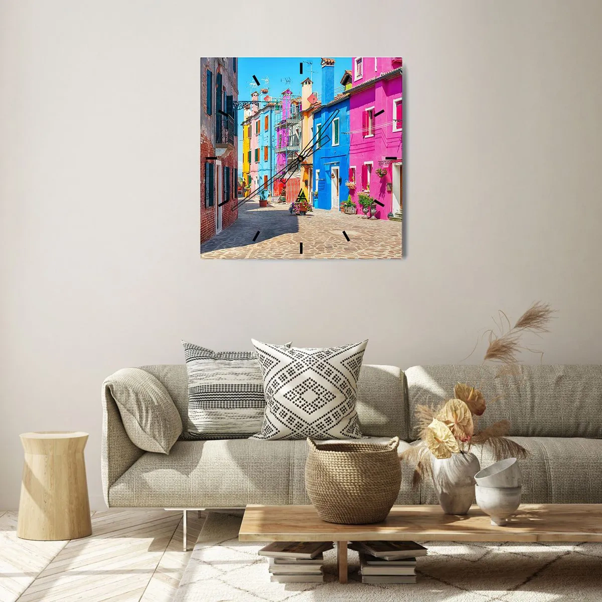 Horloge murale - Pendule murale - Ville "Sous les perroquets" - 30x30 cm