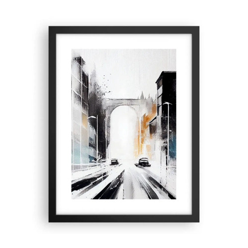 Affiche dans un cadre noir - Poster - Étude de ville : architecture et mouvement - 30x40 cm