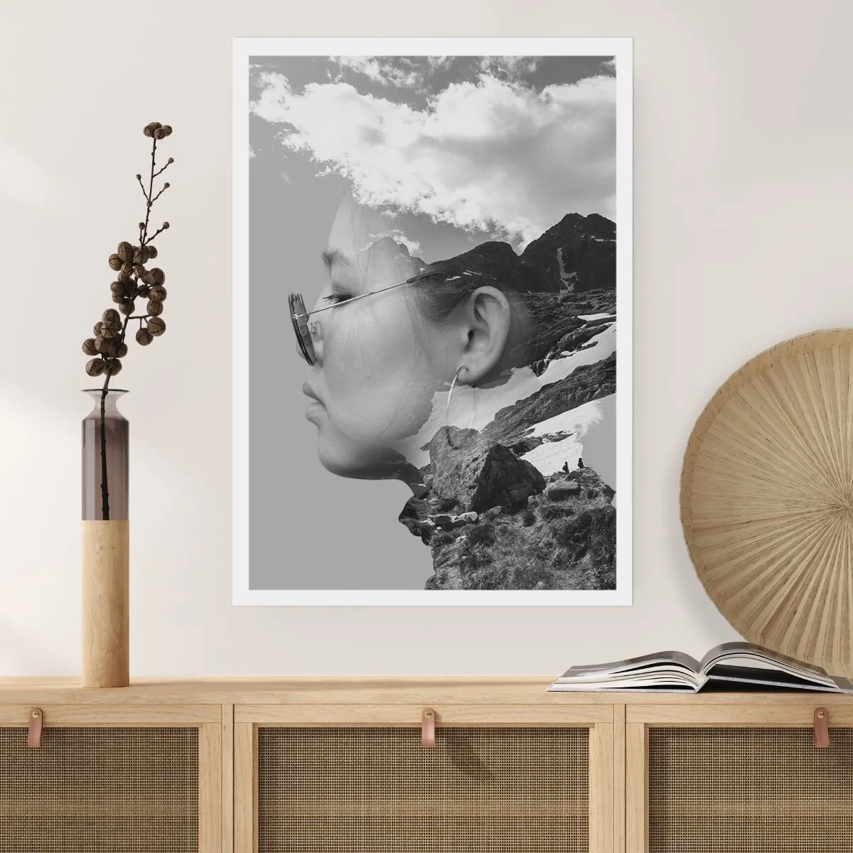 Affiche - Poster - Portrait de montagnes et nuages - 40x50 cm