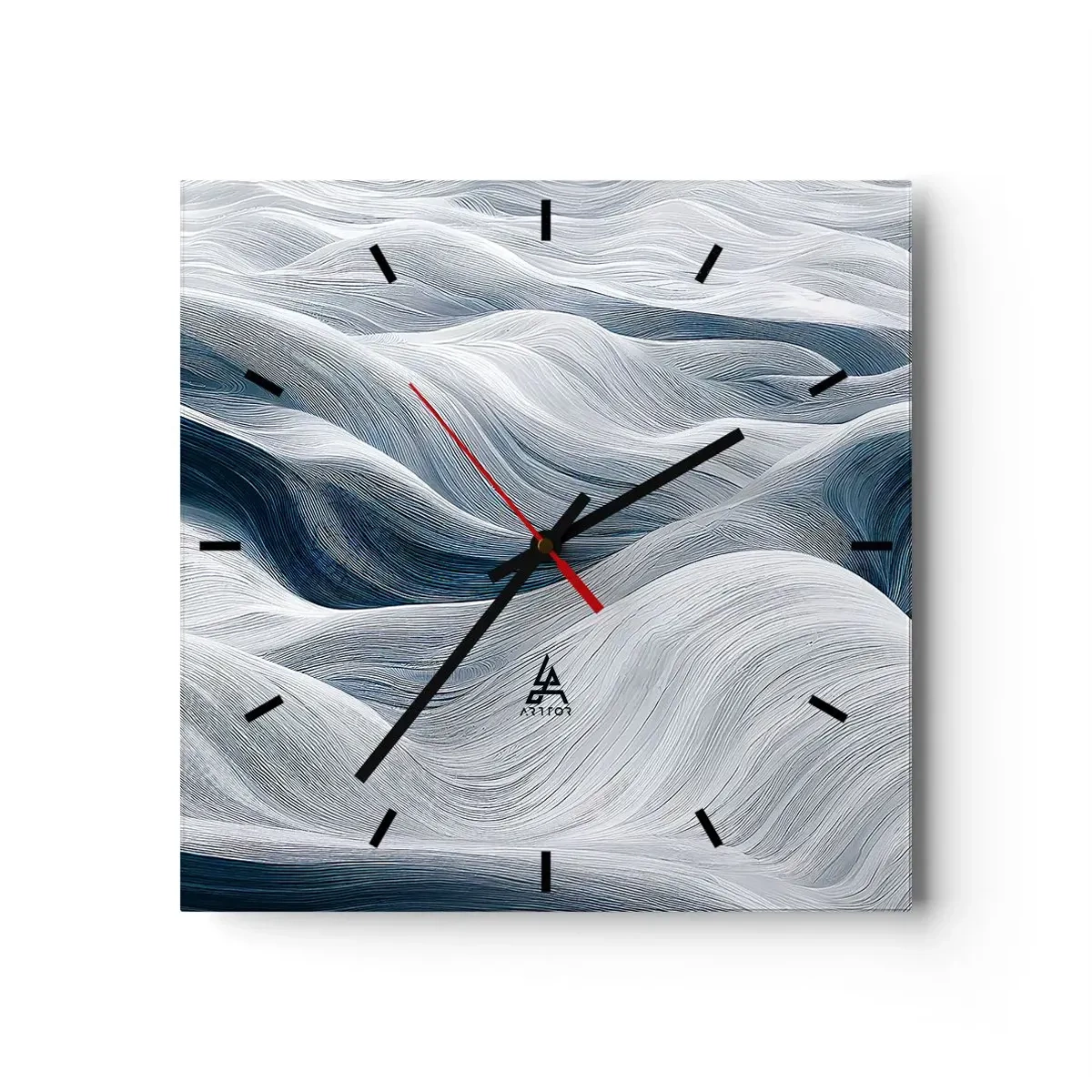 Horloge murale - Pendule murale - Vagues blanches et bleues - 40x40 cm