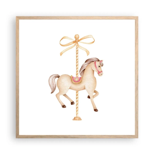 Affiche dans un chêne clair - Poster - Un trot gracieux - 60x60 cm