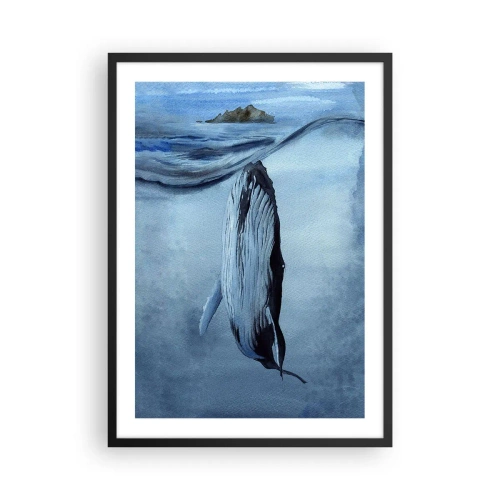 Affiche dans un cadre noir - Poster - Une baleine sous la surface de l'océan - 50x70cm - Deux mondes nordiques - Décoration murale moderne pour le salon et la chambre ARTTOR