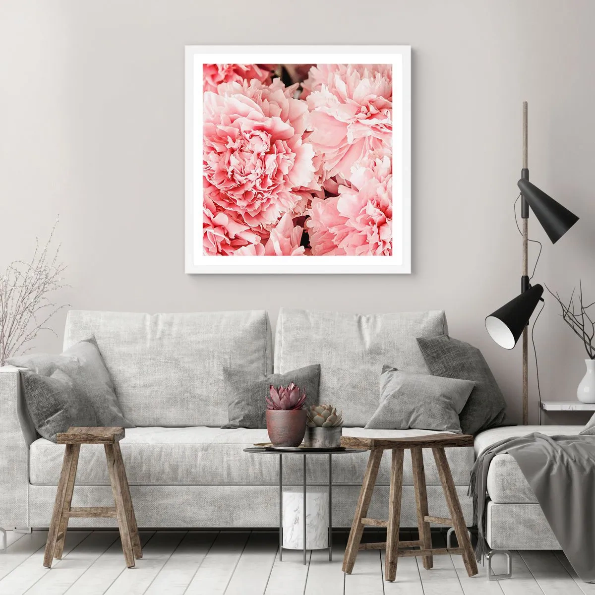 Affiche dans un cadre blanc - Poster - Rêve rose - 30x30 cm