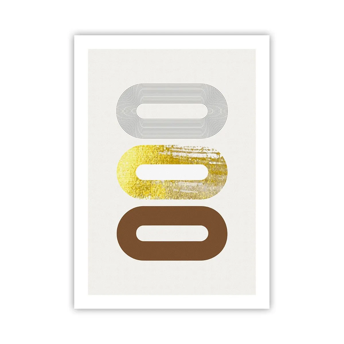Affiche - Poster - Formes géométriques dans les tons d'or, de marron et de gris - 50x70cm - Ooo! - Décoration murale moderne pour le salon et la chambre ARTTOR