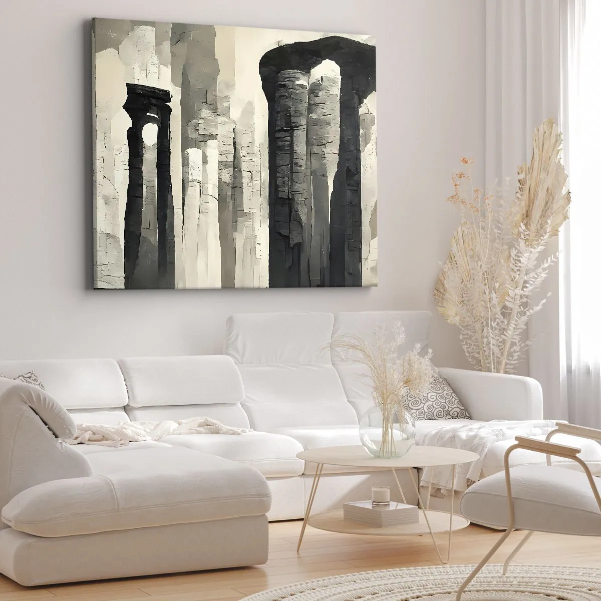 Impression sur toile - Image sur toile - Colonnes historiques dans un cadre monochrome atmosphérique - 100x70cm - La majesté de l'Antiquité - Décoration murale moderne pour le salon et la chambre ARTTOR