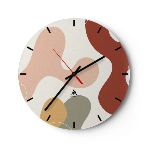 Horloge murale - Pendule murale - Une composition abstraite de formes et de couleurs organiques. - 30x30cm - Entrelac - Décoration murale moderne pour le salon, la cuisine et la chambre ARTTOR
