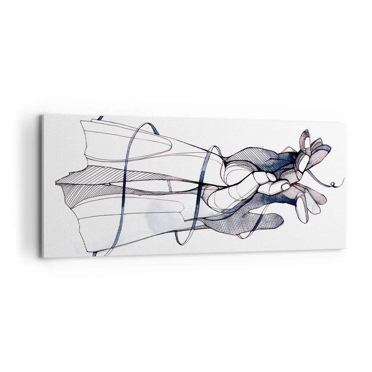 Impression sur toile - Image sur toile - Un dessin subtil d'une main avec une fleur délicate - 120x50cm - Étude du touché - Décoration murale moderne pour le salon et la chambre ARTTOR