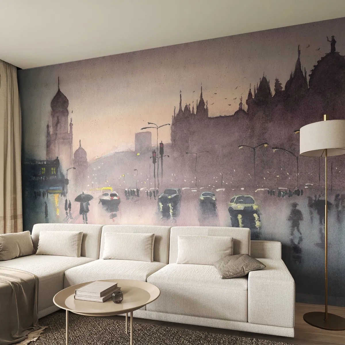 Papier peint sur mesure Standard Eco - Dans une brume pluvieuse - Ville, Architecture, Les monuments