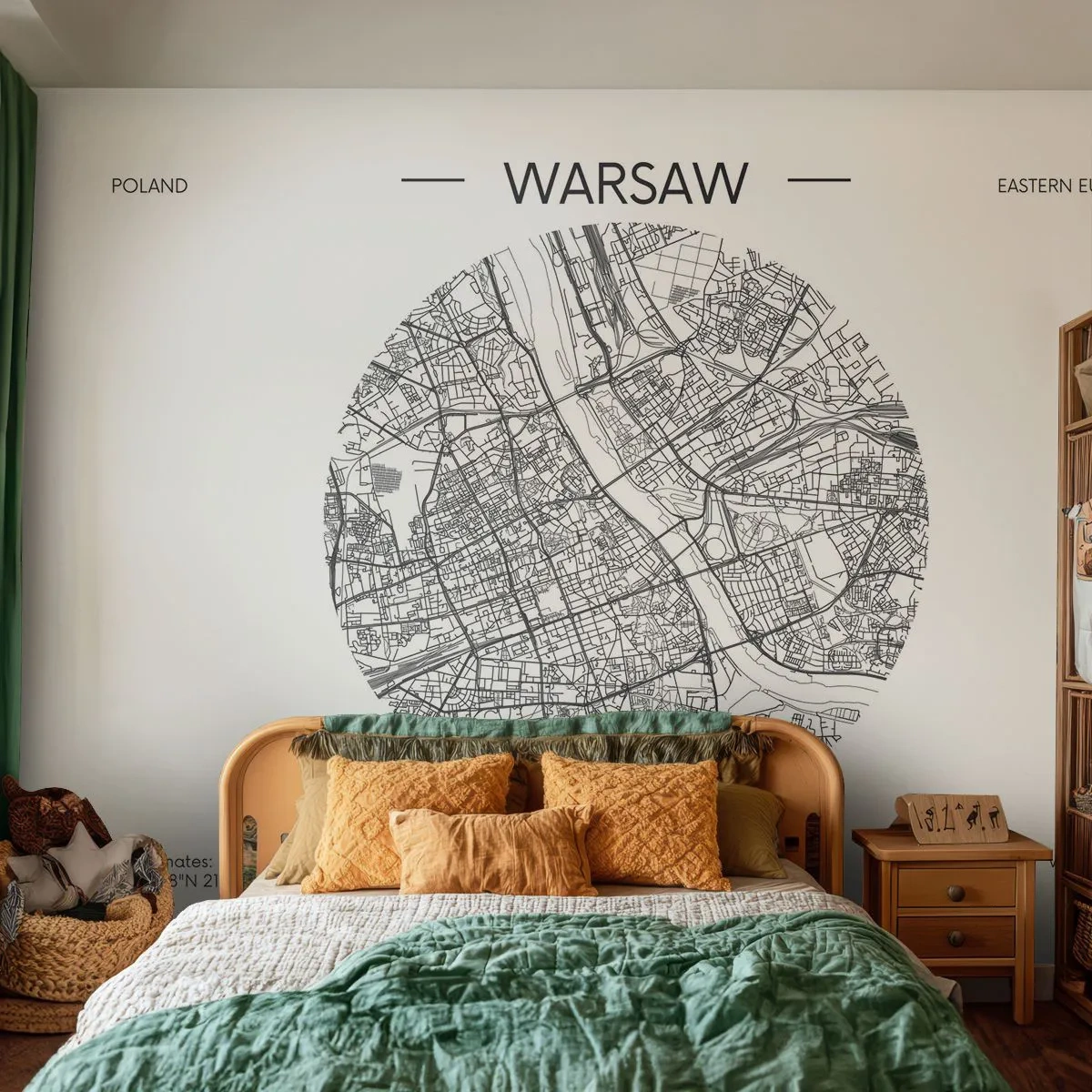 Papier Peint Photo Premium Sand - Anatomie de Varsovie - Carte, Varsovie, Pologne - 100x70 cm