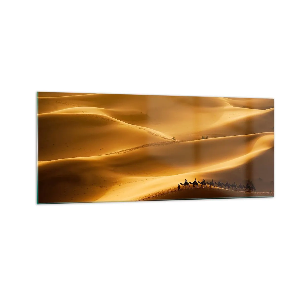 Impression sur verre - Image sur verre - Caravane sur les vagues du désert - 100x40 cm
