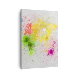 Impression sur toile - Image sur toile - Une carte du monde dans une interprétation aquarelle colorée - 70x100cm - Toutes les couleurs du monde - Décoration murale moderne pour le salon et la chambre ARTTOR
