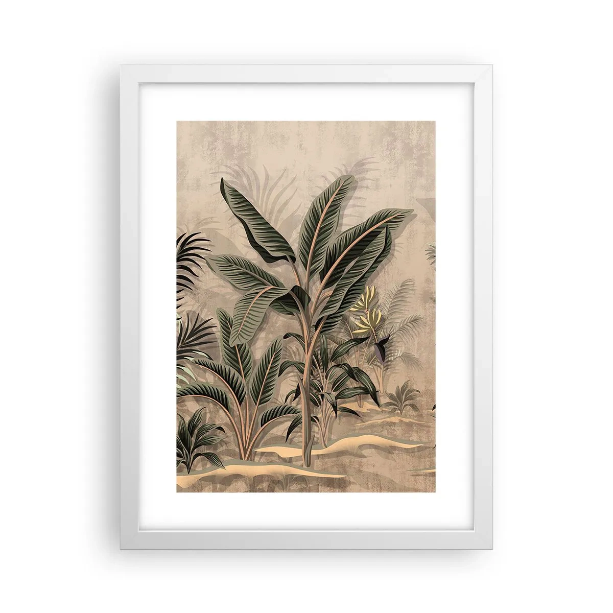 Affiche dans un cadre blanc - Poster - Une gravure de style colonial - 30x40 cm