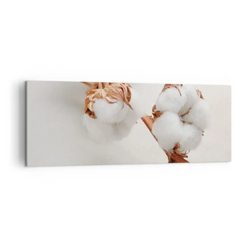 Impression sur toile - Image sur toile - Un brin de coton sur un fond subtil - 140x50cm - Seulement caliner - Décoration murale moderne pour le salon et la chambre ARTTOR