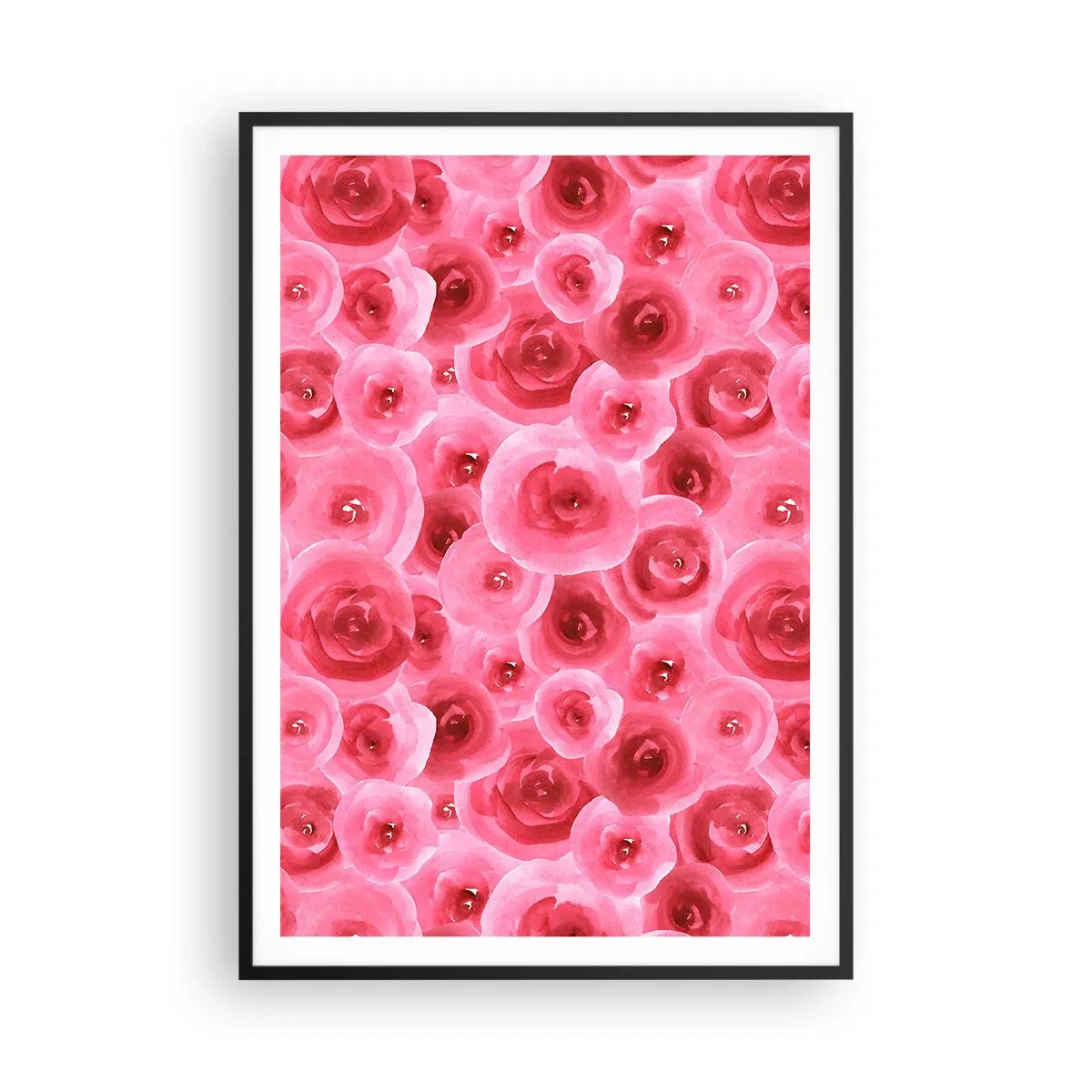 Affiche dans un cadre noir - Poster - Roses en-haut et en-bas - 70x100 cm