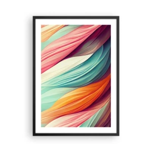 Affiche dans un cadre noir - Poster - Une composition abstraite de lignes ondulées aux couleurs intenses. - 50x70cm - Tissage arc-en-ciel - Décoration murale moderne pour le salon et la chambre ARTTOR