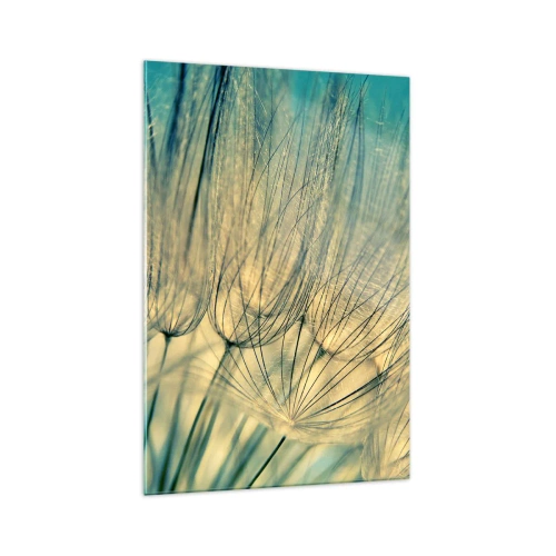 Impression sur verre - Image sur verre - Macrophotographie de pissenlits en plein jour - 70x100cm - En attente du vent - Décoration murale moderne pour le salon et la chambre ARTTOR