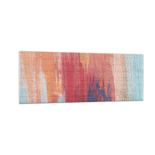 Impression sur verre - Image sur verre - Coups de pinceau abstraits et colorés - 140x50cm - Ecoulement de l'arc-en ciel - Décoration murale moderne pour le salon et la chambre ARTTOR