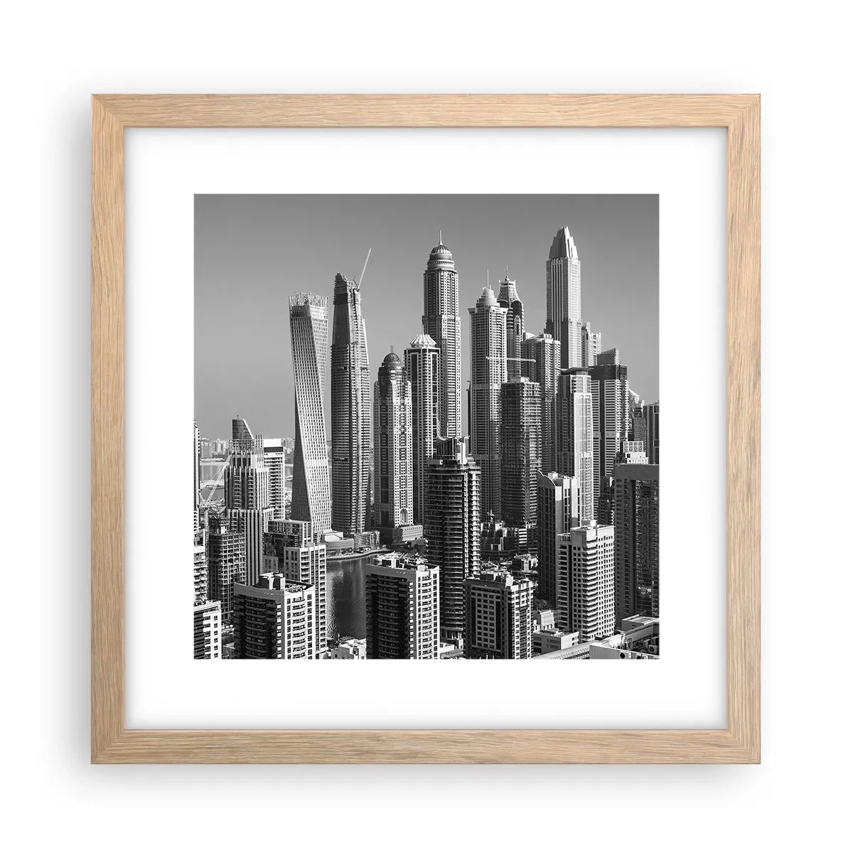 Affiche dans un chêne clair - Poster - Ville sur le désert - 30x30 cm