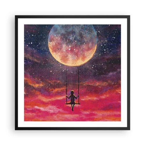 Affiche dans un cadre noir - Poster - Se balancer dans les nuages - 60x60 cm