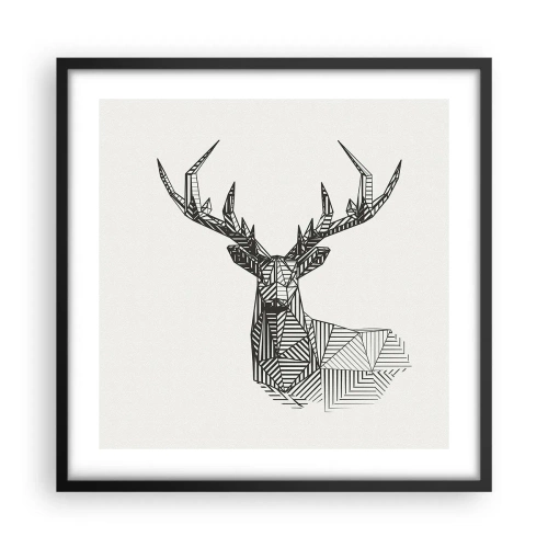 Affiche dans un cadre noir - Poster - Cerf dans un style cubique - 50x50 cm