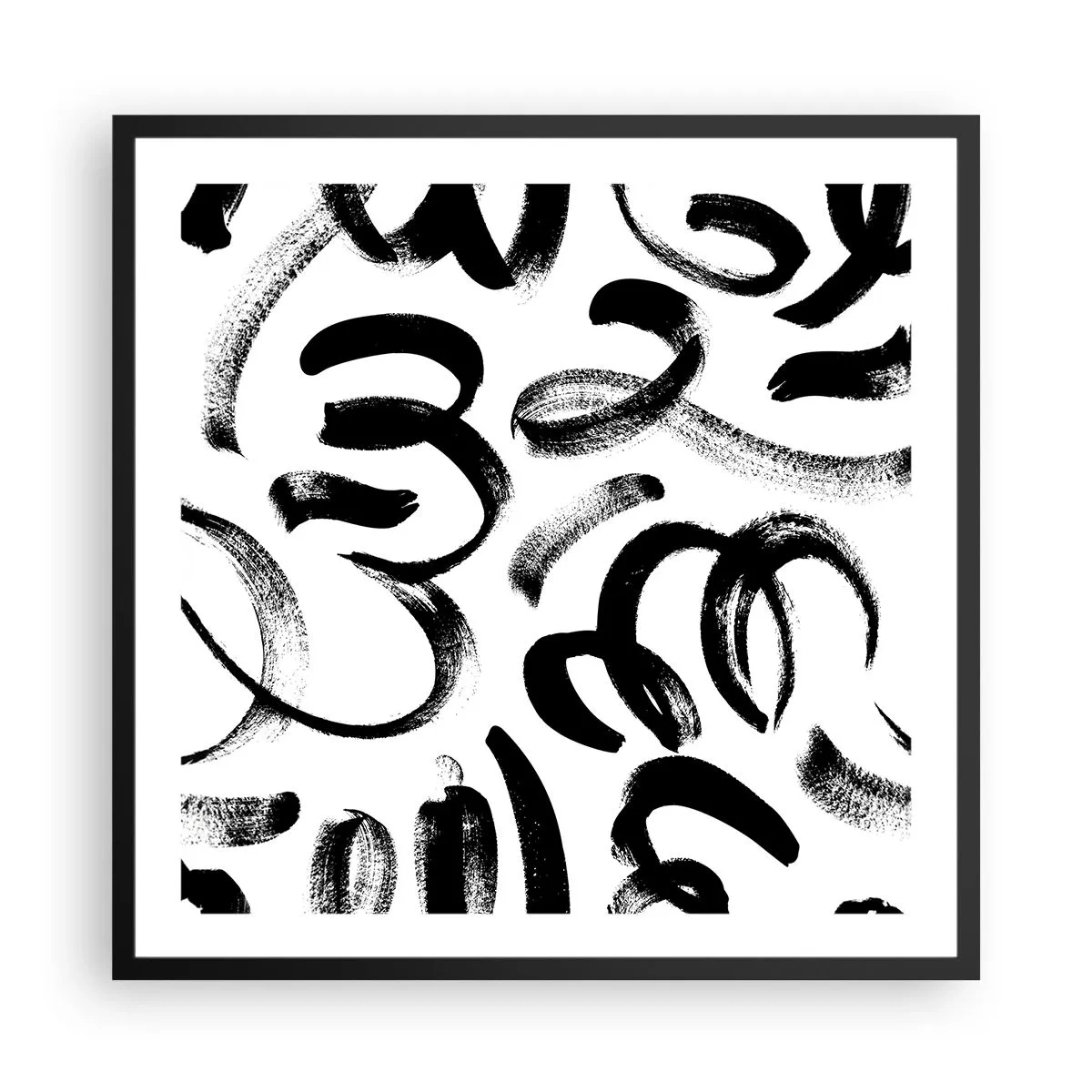 Affiche dans un cadre noir - Poster - Noir sur blanc - 60x60 cm