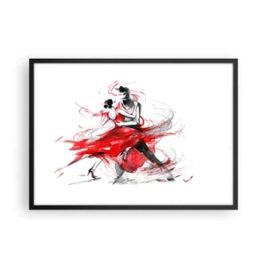 Affiche dans un cadre noir - Poster - Danseurs dans une danse dynamique aux accents rouges - 70x50cm - Tango - le rythme de la passion - Décoration murale moderne pour le salon et la chambre ARTTOR