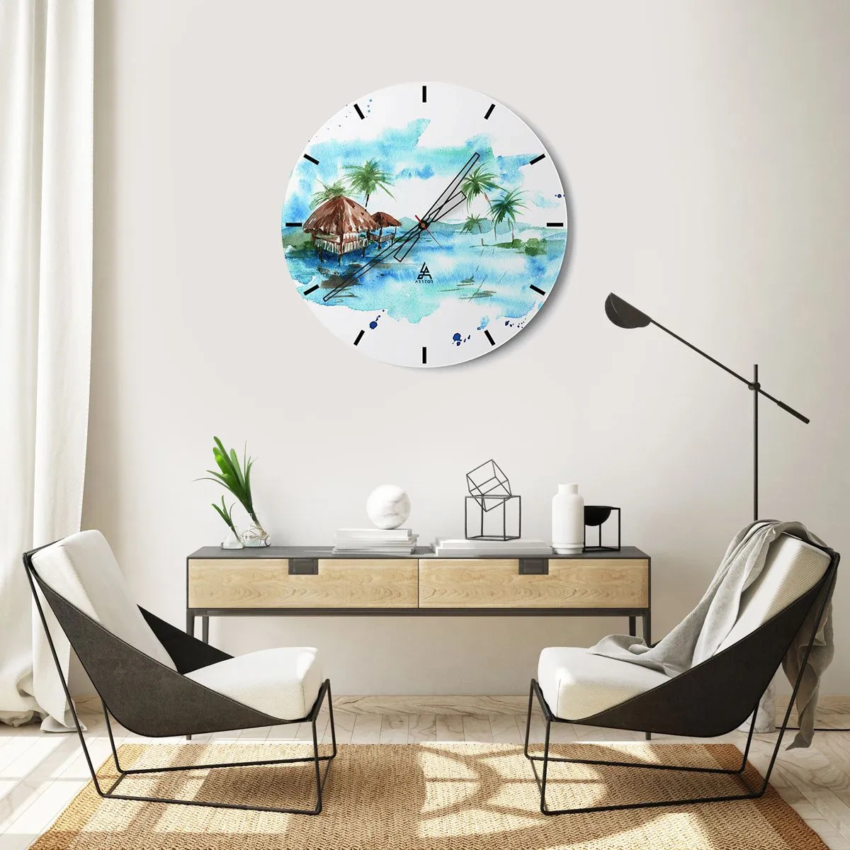 Horloge murale - Pendule murale - Quelque part dans le Pacifique - 30x30 cm