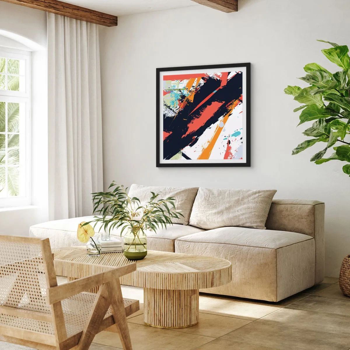 Affiche dans un cadre noir - Poster - Composition dynamique - 60x60 cm