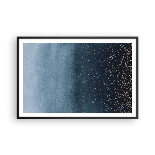 Affiche dans un cadre noir - Poster - Composition - phases bleues - 91x61 cm