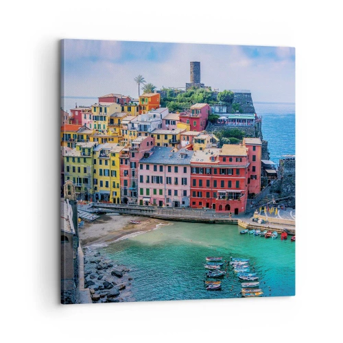 Impression sur toile - Image sur toile - Petite ville magique de méditerranée - 60x60 cm