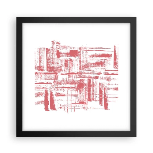 Affiche dans un cadre noir - Poster - La ville rouge - 30x30 cm