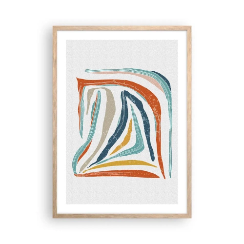 Affiche dans un chêne clair - Poster - Abstraction avec un sourire amical - 50x70 cm