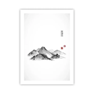 Affiche - Poster - Un paysage de montagne minimaliste de style japonais - 50x70cm - Au-delà de la distance - Décoration murale moderne pour le salon et la chambre ARTTOR
