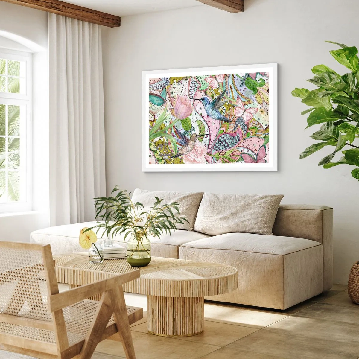 Affiche dans un cadre blanc - Poster - Empêtré dans les vignes - 40x30 cm