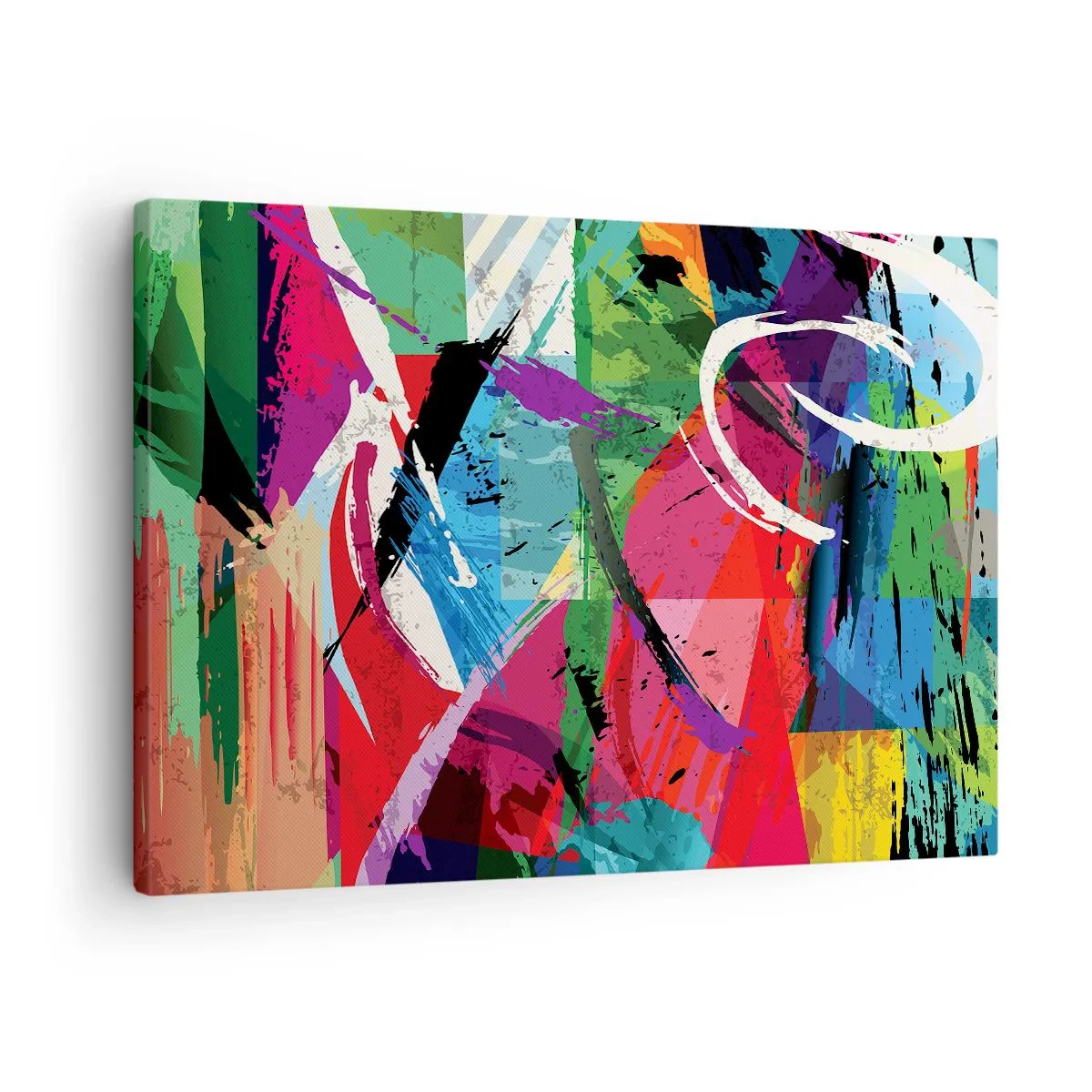 Impression sur toile - Image sur toile - Abstraction colorée avec des coups de pinceau dynamiques - 70x50cm - Rapide, vif et bondissant - Décoration murale moderne pour le salon et la chambre ARTTOR