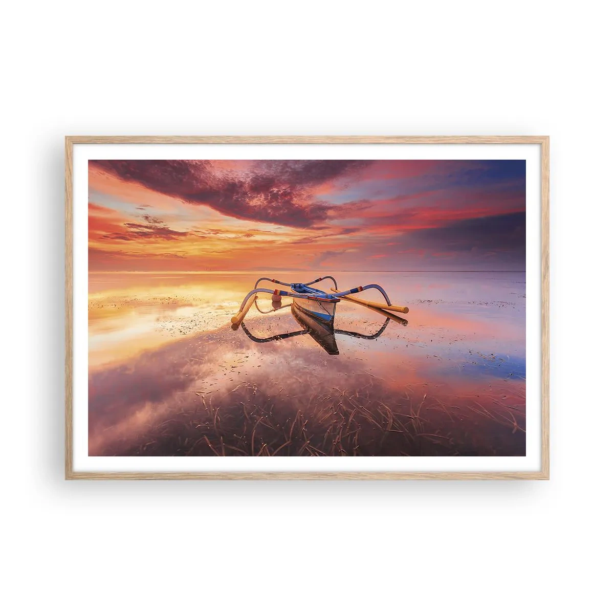 Affiche dans un chêne clair - Poster - Le calme d'une soirée tropicale - 100x70 cm