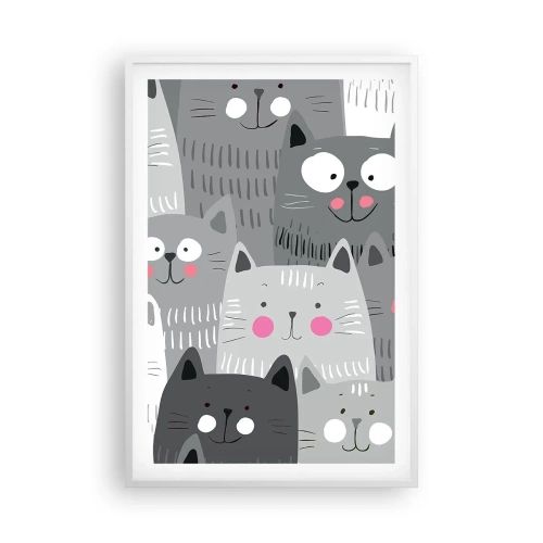 Affiche dans un cadre blanc - Poster - Le monde des chats - 61x91 cm