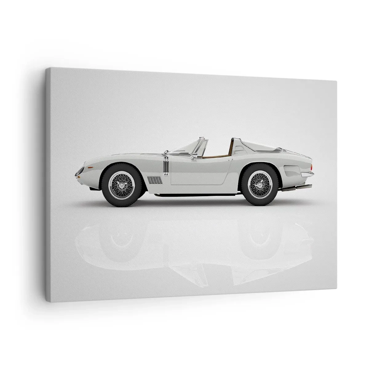 Impression sur toile - Image sur toile - Cabriolet blanc classique sur fond clair - 70x50cm - Promesse de plaisir - Décoration murale moderne pour le salon et la chambre ARTTOR
