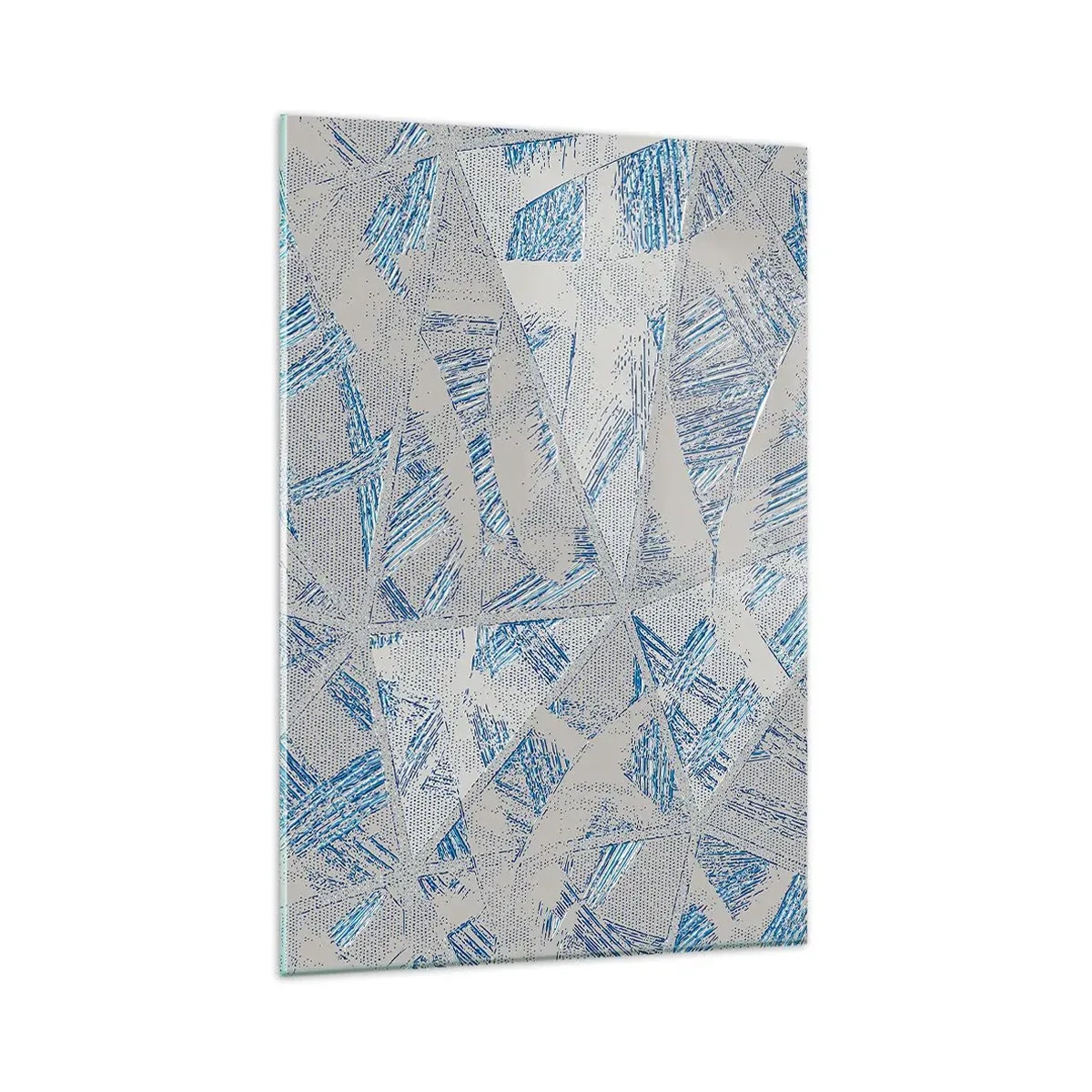 Impression sur verre - Image sur verre - Motifs géométriques dans les tons de bleu et de gris - 80x120cm - Dans un labyrinthe bleu-gris - Décoration murale moderne pour le salon et la chambre ARTTOR