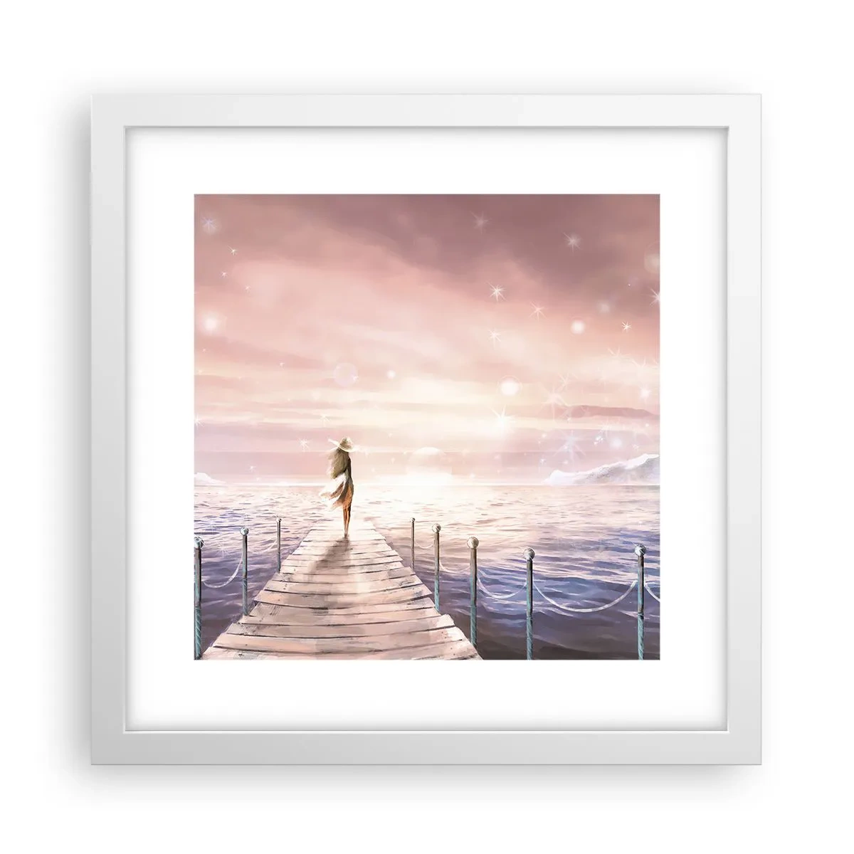 Affiche dans un cadre blanc - Poster - A la lumière d'un rêve - 30x30 cm