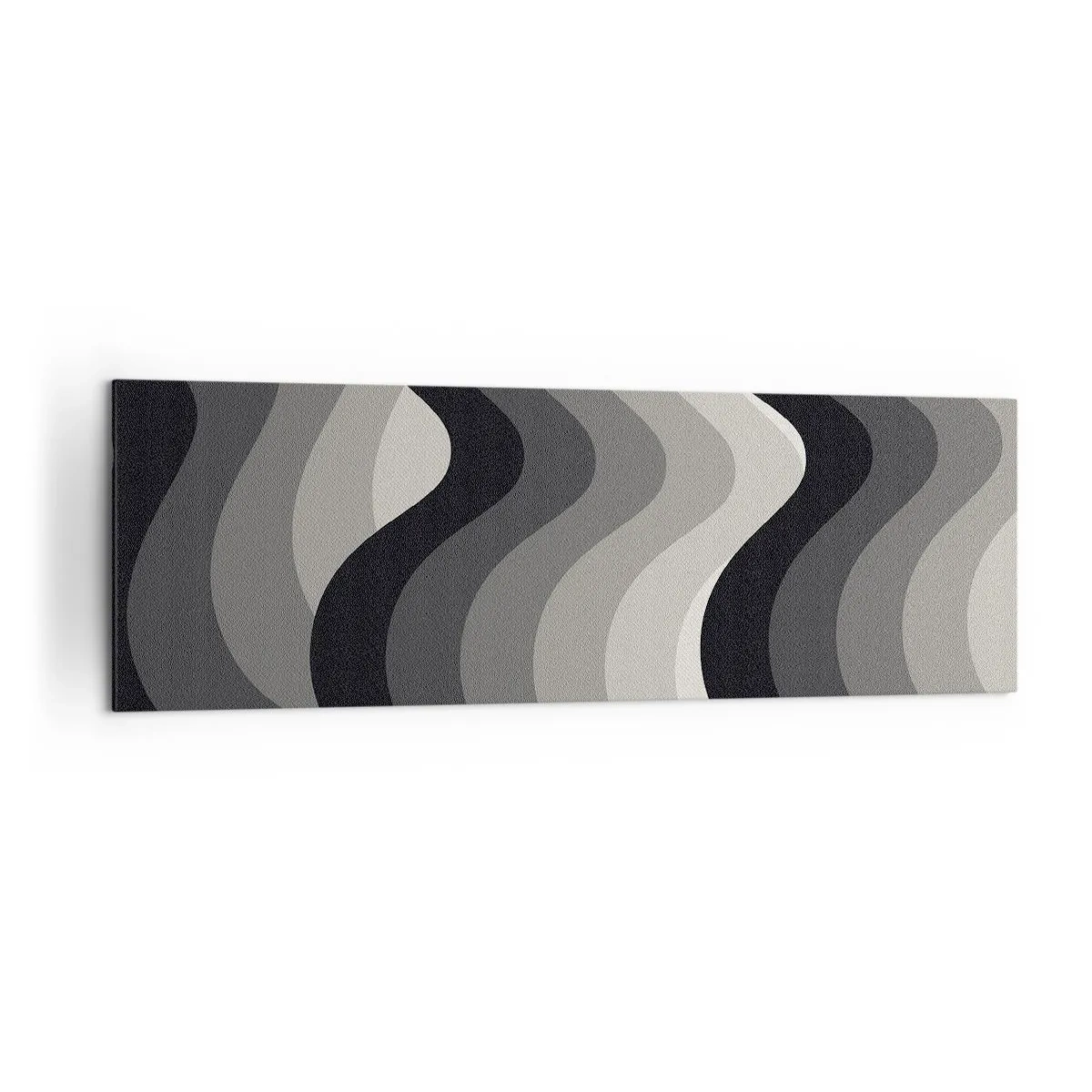 Impression sur toile - Image sur toile - Motifs ondulés noirs et blancs dans des tons de gris - 160x50cm - Vague après vague - Décoration murale moderne pour le salon et la chambre ARTTOR