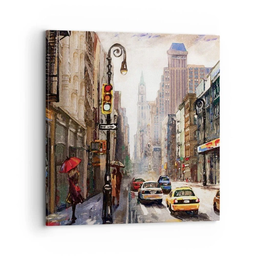 Impression sur toile - Image sur toile - New-Zork - coloré même sous la pluie - 70x70 cm