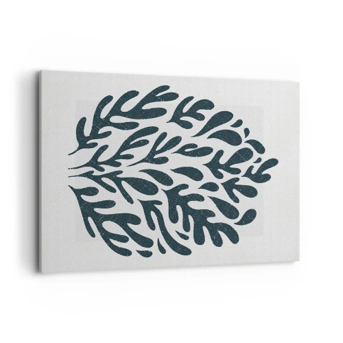 Impression sur toile - Image sur toile - Motif de feuille abstrait sombre sur fond clair - 120x80cm - Formes de la nature - Décoration murale moderne pour le salon et la chambre ARTTOR