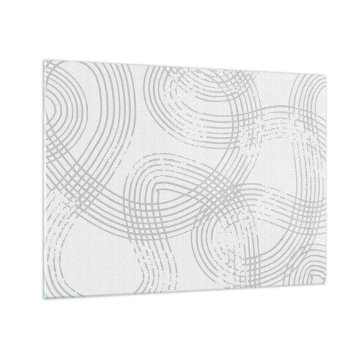 Impression sur verre - Image sur verre - Lignes courbes abstraites dans des tons de gris sur blanc - 70x50cm - Il n'y a pas de chemin droit - Décoration murale moderne pour le salon et la chambre ARTTOR
