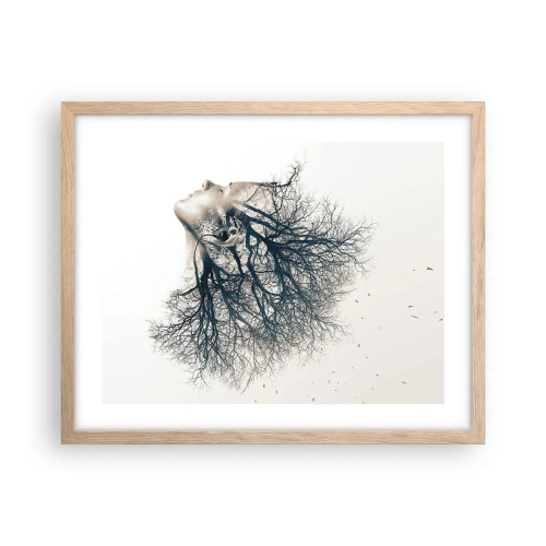 Affiche dans un chêne clair - Poster - Écouter le murmure des arbres - 50x40 cm