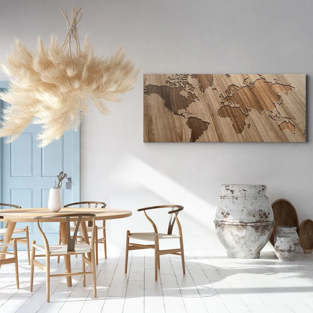 Impression sur toile - Image sur toile - Le monde est sur la table - 100x40 cm